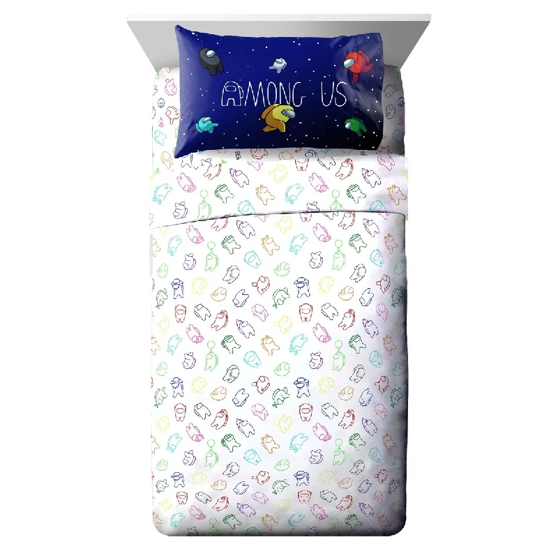 Jersey - Knit Sheets for a Comfortable and Casual BedAmong Us Crewmates 3 Piece Twin Sheet Set, 100% Microfiber Jersey - Knit Sheets for a Comfortable and Casual BedAmong Us Crewmates 3 Piece Twin Sheet Set, 100% Microfiber