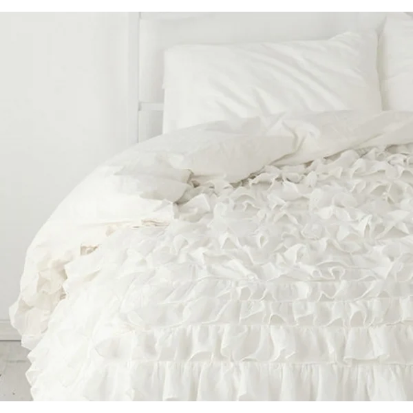 Dry - clean - only duvet covers with high - end materials and delicate designsWaterfall Ruffle Duvet Cover Egyptian Cotton Solid White Dry - clean - only duvet covers with high - end materials and delicate designsWaterfall Ruffle Duvet Cover Egyptian Cotton Solid White
