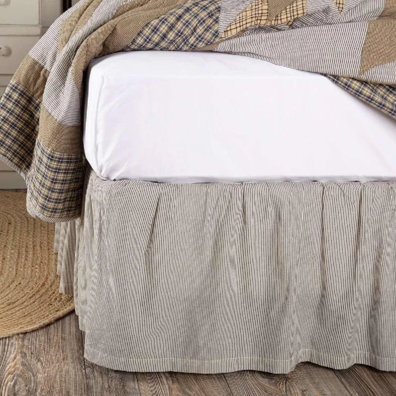 Bed skirts with a modern art - inspired printDakota Star Farmhouse Blue Ticking Stripe Bed Skirts VHC Brands Bed skirts with a modern art - inspired printDakota Star Farmhouse Blue Ticking Stripe Bed Skirts VHC Brands