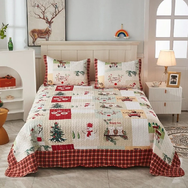 King - size blankets to cover large beds comfortablyMicrofiber blankets that are durable and easy to care for3 Piece Christmas Quilt Set Rustic Lodge Cabin Bedspread Quilt Queen King - size blankets to cover large beds comfortablyMicrofiber blankets that are durable and easy to care for3 Piece Christmas Quilt Set Rustic Lodge Cabin Bedspread Quilt Queen