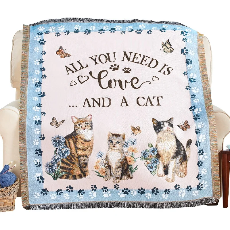 Queen - size blankets for standard - sized bedsBamboo fiber blankets with natural antibacterial propertiesAll You Need Is Love And A Cat Tapestry Throw Blanket Queen - size blankets for standard - sized bedsBamboo fiber blankets with natural antibacterial propertiesAll You Need Is Love And A Cat Tapestry Throw Blanket