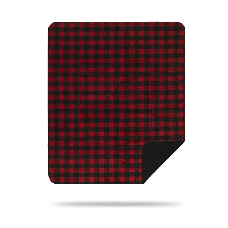 Recycled polyester blankets for an eco - conscious optionQueen - size blankets for standard - sized bedsDenali Large Bunk House Plaid/Black Microplush Blanket Recycled polyester blankets for an eco - conscious optionQueen - size blankets for standard - sized bedsDenali Large Bunk House Plaid/Black Microplush Blanket