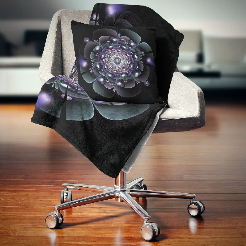 Mohair blankets with a unique sheen and softnessCotton blankets for breathability and a lightweight feelDesignart 'Blue and Black Fractal Flower' Floral Throw Blanket Mohair blankets with a unique sheen and softnessCotton blankets for breathability and a lightweight feelDesignart 'Blue and Black Fractal Flower' Floral Throw Blanket