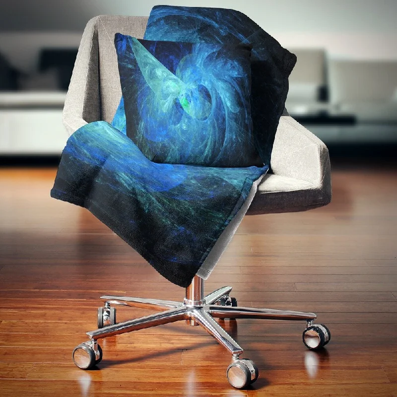 Queen - size blankets for standard - sized bedsFleece blankets for a cozy and plush textureDesignart 'Blue on Dark Fractal Illustration' Abstract Throw Blanket Queen - size blankets for standard - sized bedsFleece blankets for a cozy and plush textureDesignart 'Blue on Dark Fractal Illustration' Abstract Throw Blanket