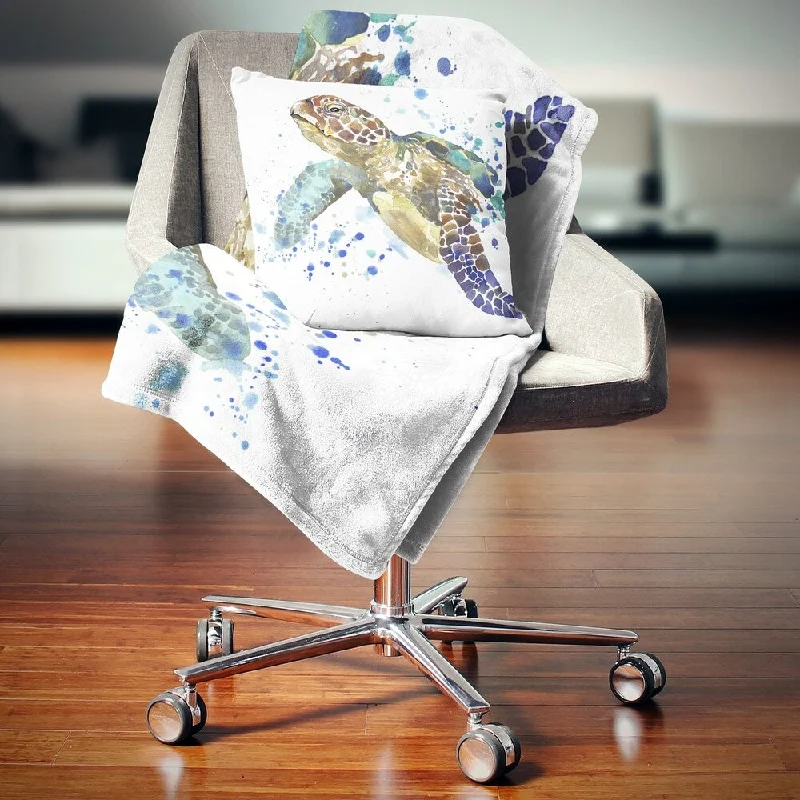 Rayon from bamboo blankets for a silky and breathable feelSilk blankets with a smooth and elegant touchDesignart 'Blue Sea Turtle Illustration' Animal Throw Blanket Rayon from bamboo blankets for a silky and breathable feelSilk blankets with a smooth and elegant touchDesignart 'Blue Sea Turtle Illustration' Animal Throw Blanket