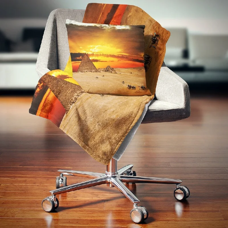 King - size blankets to cover large beds comfortablyLinen blankets with a rustic and textured lookDesignart 'Camel Caravan at Sunset' Landscape Photography Throw Blanket King - size blankets to cover large beds comfortablyLinen blankets with a rustic and textured lookDesignart 'Camel Caravan at Sunset' Landscape Photography Throw Blanket
