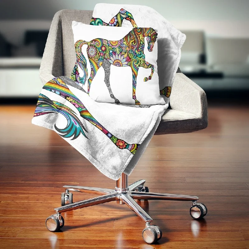 Silk blankets with a smooth and elegant touchCotton blankets for breathability and a lightweight feelDesignart 'Cheerful Horse' Animal Throw Blanket