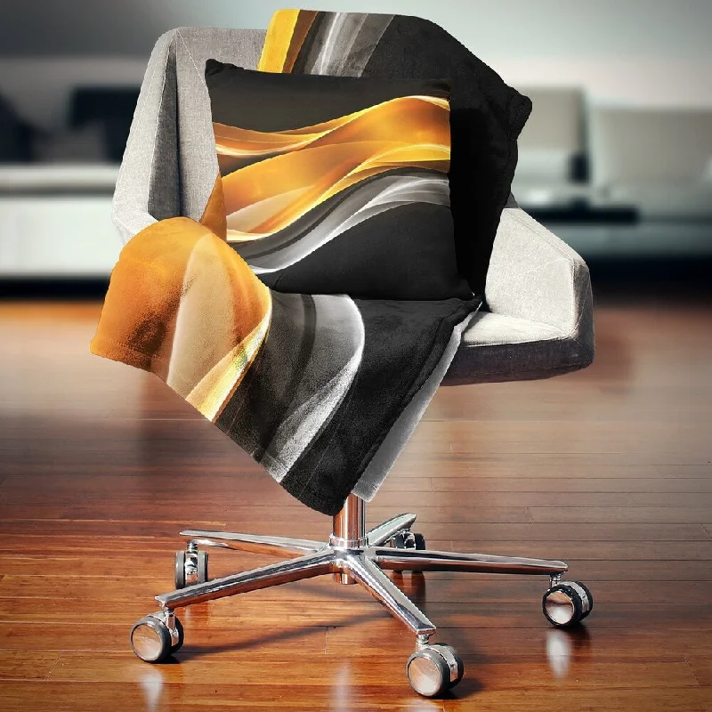Mohair blankets with a unique sheen and softnessChenille blankets with a thick and fuzzy textureDesignart 'Gold Pink Inward Waves' Abstract Throw Blanket