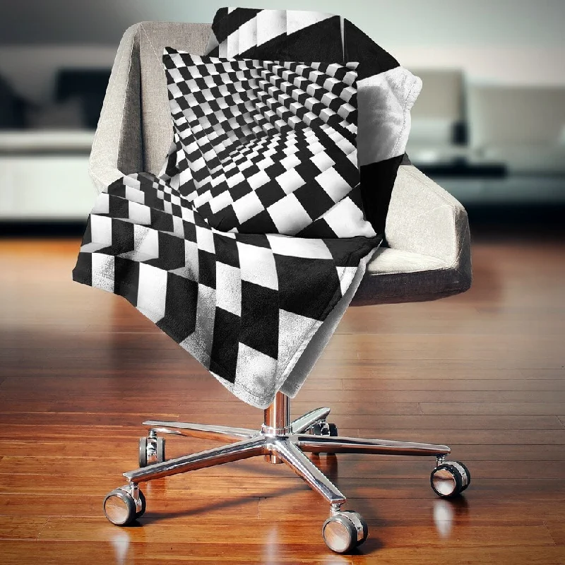 Cotton blankets for breathability and a lightweight feelChenille blankets with a thick and fuzzy textureDesignart 'Optical Black and White Pattern' Abstract Throw Blanket Cotton blankets for breathability and a lightweight feelChenille blankets with a thick and fuzzy textureDesignart 'Optical Black and White Pattern' Abstract Throw Blanket