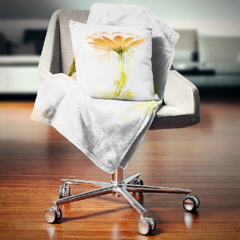 Rayon from bamboo blankets for a silky and breathable feelWool blankets with natural warmth and insulationDesignart 'Orange Gerbera Sketch Watercolor' Flowers Throw Blanketwork