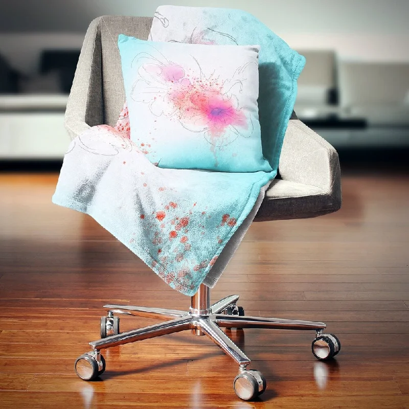 Queen - size blankets for standard - sized bedsAcrylic blankets for a soft and affordable alternativeDesignart 'Pink Flowers Illustration Watercolor' Floral Throw Blanket Queen - size blankets for standard - sized bedsAcrylic blankets for a soft and affordable alternativeDesignart 'Pink Flowers Illustration Watercolor' Floral Throw Blanket