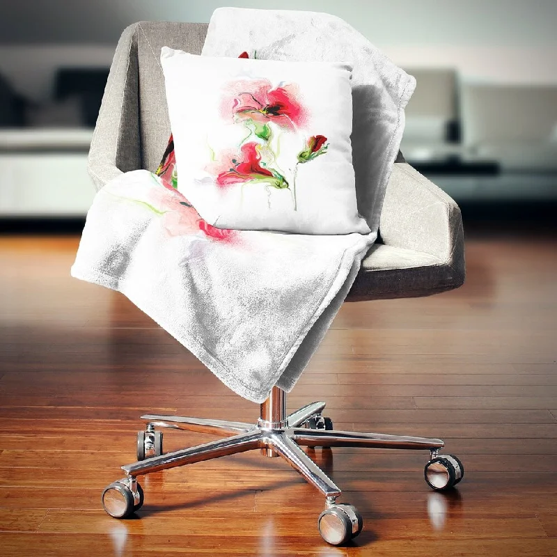 Silk blankets with a smooth and elegant touchRayon from bamboo blankets for a silky and breathable feelDesignart 'Red Floral Watercolor Illustration' Animal Throw Blanket Silk blankets with a smooth and elegant touchRayon from bamboo blankets for a silky and breathable feelDesignart 'Red Floral Watercolor Illustration' Animal Throw Blanket