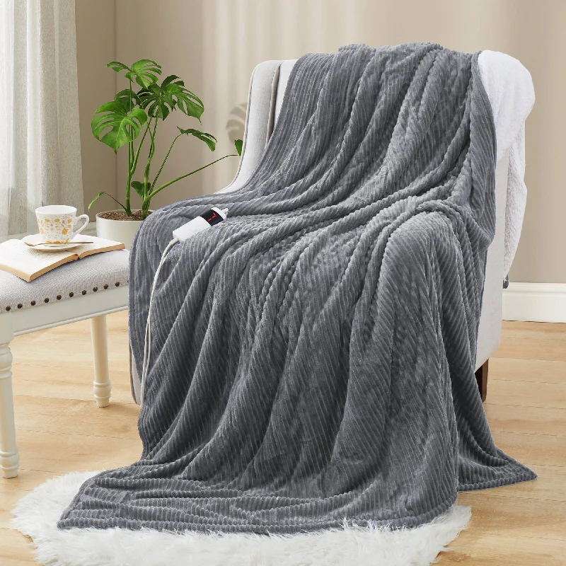 Microfiber blankets that are durable and easy to care forChenille blankets with a thick and fuzzy textureDual-Side Thicker Striped Flannel Heated Electric Throw Blanket with 10 Heating Levels Microfiber blankets that are durable and easy to care forChenille blankets with a thick and fuzzy textureDual-Side Thicker Striped Flannel Heated Electric Throw Blanket with 10 Heating Levels