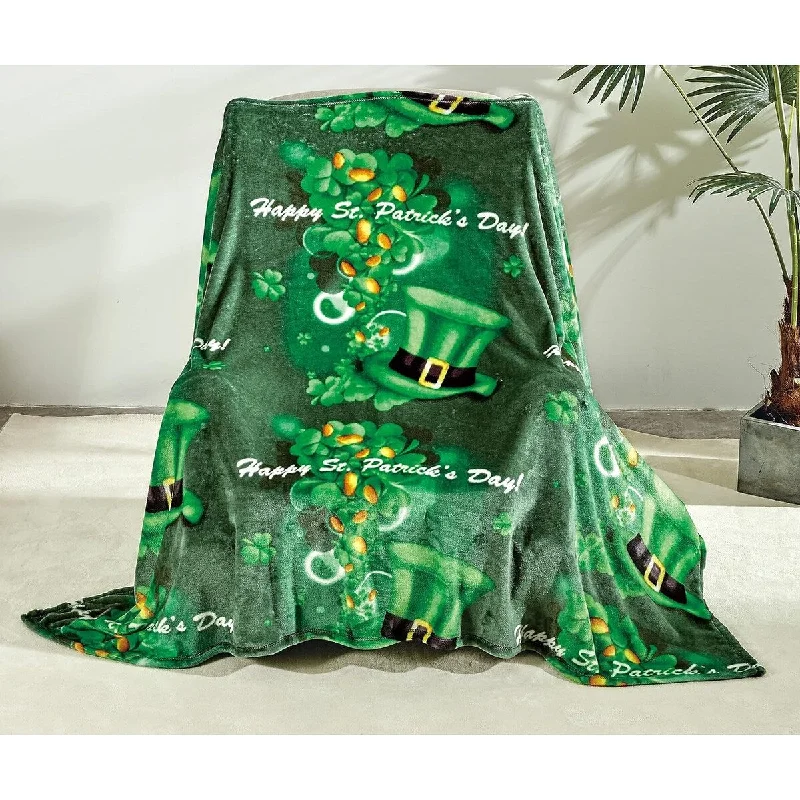 Chenille blankets with a thick and fuzzy textureRecycled polyester blankets for an eco - conscious optionFAITH, HOPE, LOVE HOME DÉCOR Luck of The Irish St Patrick's Day Plush Throw Blanket (50" x 70") - Shamrocks and Leprechaun Hats Chenille blankets with a thick and fuzzy textureRecycled polyester blankets for an eco - conscious optionFAITH, HOPE, LOVE HOME DÉCOR Luck of The Irish St Patrick's Day Plush Throw Blanket (50" x 70") - Shamrocks and Leprechaun Hats