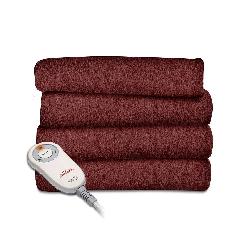 Recycled polyester blankets for an eco - conscious optionQueen - size blankets for standard - sized bedsGarnet Red Soft Warm Fleece Electric Heated Throw Blanket Recycled polyester blankets for an eco - conscious optionQueen - size blankets for standard - sized bedsGarnet Red Soft Warm Fleece Electric Heated Throw Blanket