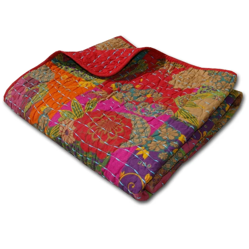 Rayon from bamboo blankets for a silky and breathable feelCotton blankets for breathability and a lightweight feelGreenland Home Fashions Jewel 100% Cotton Kantha-Quilted Boho Floral Throw Blanket Rayon from bamboo blankets for a silky and breathable feelCotton blankets for breathability and a lightweight feelGreenland Home Fashions Jewel 100% Cotton Kantha-Quilted Boho Floral Throw Blanket