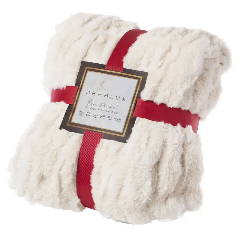 Synthetic fiber blend blankets for a budget - friendly choiceAcrylic blankets for a soft and affordable alternativeLuxurious 50 in. x 60 in. Rached Faux Fur Cozy Throw Blanket - Decorative Plush Blanket for Sofa and Bed, Soft and Comfortable