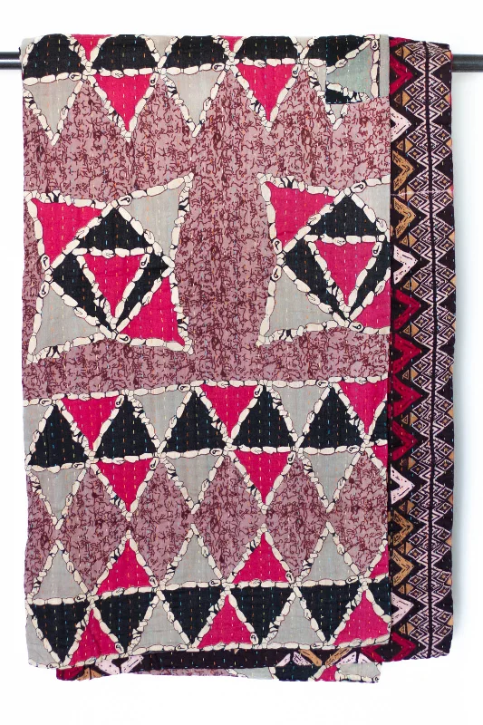 Fleece blankets for a cozy and plush textureQueen - size blankets for standard - sized bedsMajesty No. 7 Large Kantha Throw Fleece blankets for a cozy and plush textureQueen - size blankets for standard - sized bedsMajesty No. 7 Large Kantha Throw