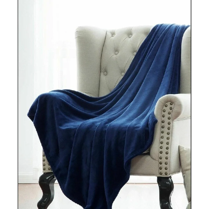 Recycled polyester blankets for an eco - conscious optionQueen - size blankets for standard - sized bedsNavy Blue Throw Blanket 50" x 60" Recycled polyester blankets for an eco - conscious optionQueen - size blankets for standard - sized bedsNavy Blue Throw Blanket 50" x 60"