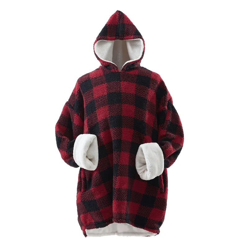 Queen - size blankets for standard - sized bedsCashmere blankets for ultimate softness and luxuryOversized Super Soft Sherpa and Flannel Wearable Throw Blanket Hoodie