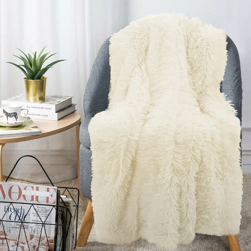 Wool blankets with natural warmth and insulationRayon from bamboo blankets for a silky and breathable feelPlush Faux Fur Throw Blanket Reversible Beige