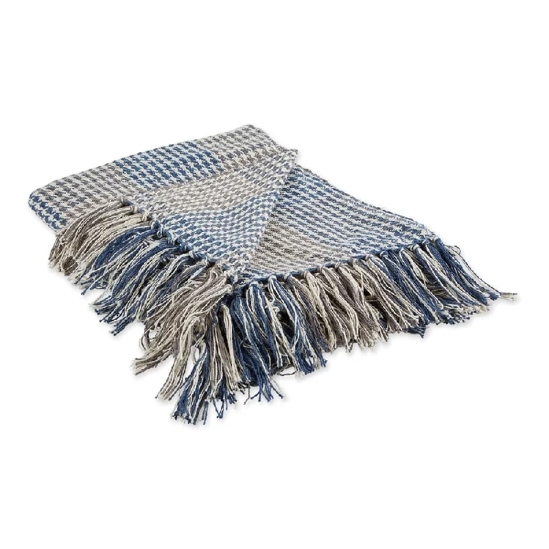 French Blue & Grey Houndstooth