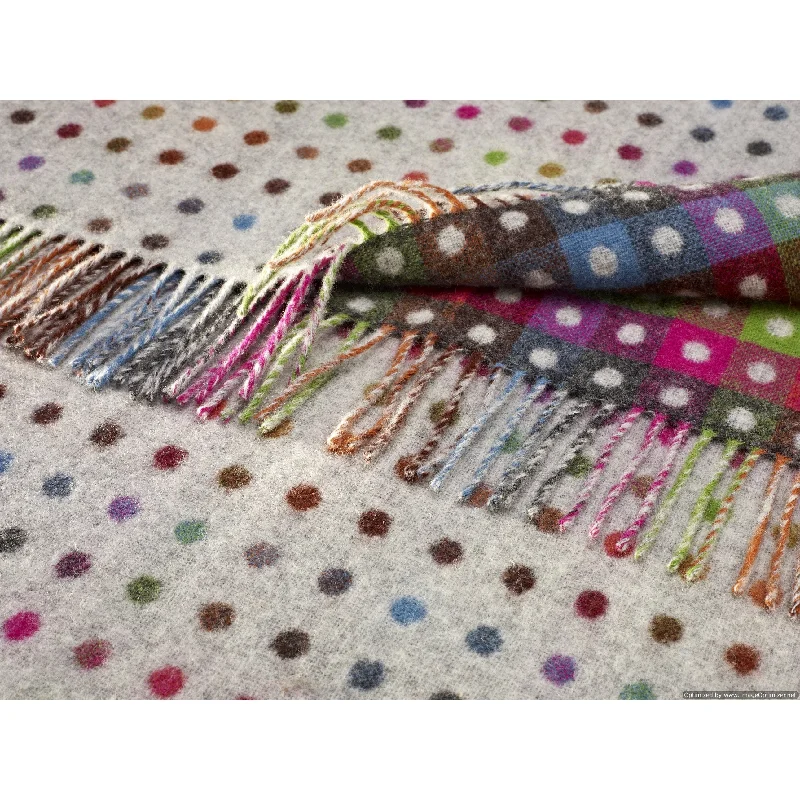 Cotton blankets for breathability and a lightweight feelMohair blankets with a unique sheen and softnessRainbow Merino Lambswool Multi Spot Grey Throw Blanket Cotton blankets for breathability and a lightweight feelMohair blankets with a unique sheen and softnessRainbow Merino Lambswool Multi Spot Grey Throw Blanket