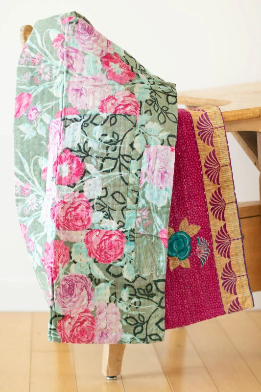 Silk blankets with a smooth and elegant touchQueen - size blankets for standard - sized bedsTreasure No. 6 Kantha Baby Blanket