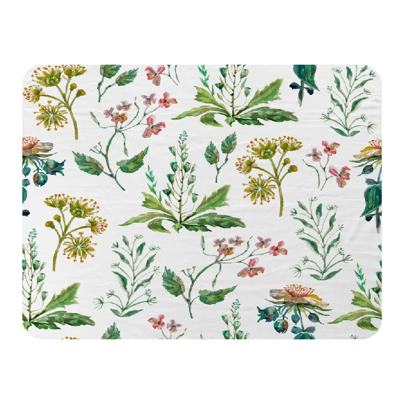 Linen blankets with a rustic and textured lookAlpaca wool blankets for a hypoallergenic and warm optionWatercolour Leaves & Flowers (Blanket)