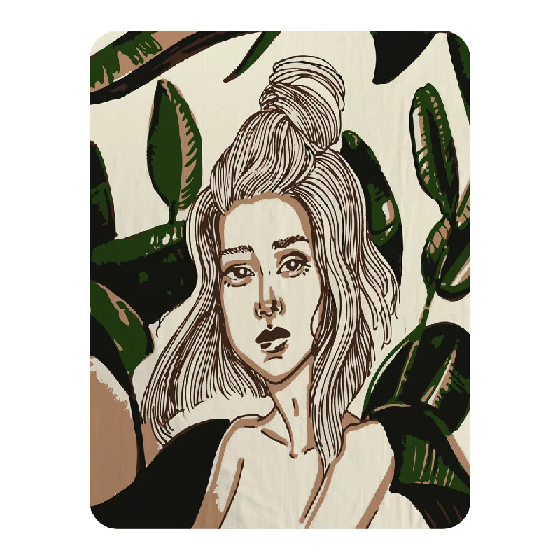 Cotton blankets for breathability and a lightweight feelMohair blankets with a unique sheen and softnessYoung woman in tropical leaves (Blanket) Cotton blankets for breathability and a lightweight feelMohair blankets with a unique sheen and softnessYoung woman in tropical leaves (Blanket)