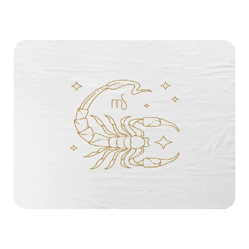 Fleece blankets for a cozy and plush textureSilk blankets with a smooth and elegant touchZodiac scorpio horoscope in gold & white (blanket) Fleece blankets for a cozy and plush textureSilk blankets with a smooth and elegant touchZodiac scorpio horoscope in gold & white (blanket)