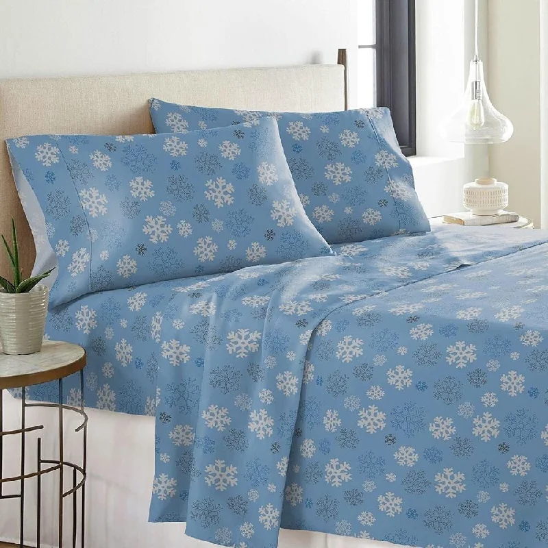 Linen blankets with a rustic and textured lookAcrylic blankets for a soft and affordable alternativeCal King Size Flannel Snow Flakes Heavy Weight Blue