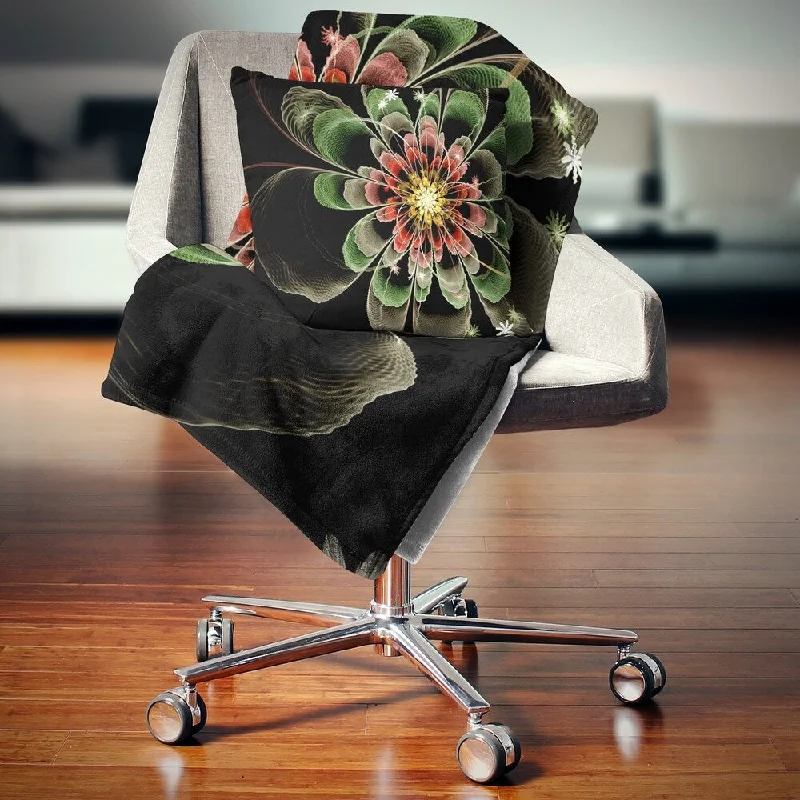 Queen - size blankets for standard - sized bedsRecycled polyester blankets for an eco - conscious optionDesignart 'Abstract Green Fractal Flower' Floral Throw Blanket Queen - size blankets for standard - sized bedsRecycled polyester blankets for an eco - conscious optionDesignart 'Abstract Green Fractal Flower' Floral Throw Blanket