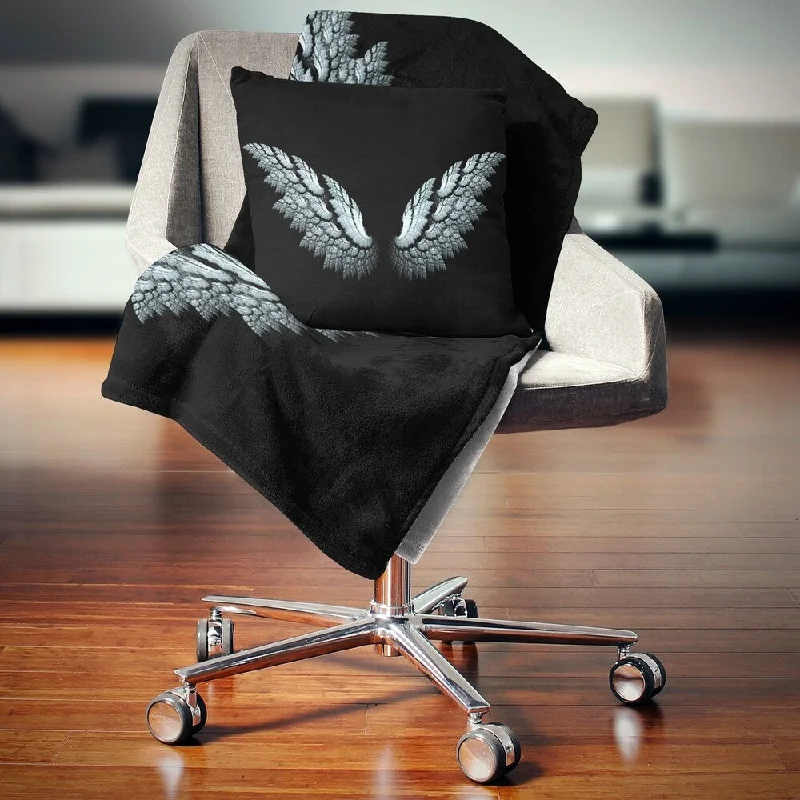 King - size blankets to cover large beds comfortablyMohair blankets with a unique sheen and softnessDesignart 'Angel Wings on Black Background' Abstract Throw Blanket King - size blankets to cover large beds comfortablyMohair blankets with a unique sheen and softnessDesignart 'Angel Wings on Black Background' Abstract Throw Blanket