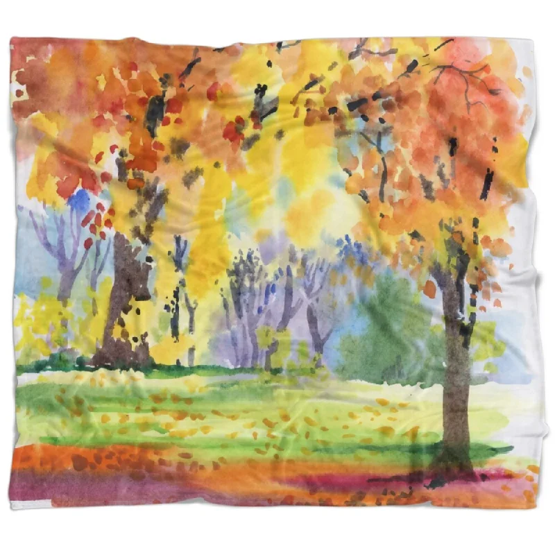 Bamboo fiber blankets with natural antibacterial propertiesWool blankets with natural warmth and insulationDesignart 'Autumn Park Yellow Trees Watercolor' Landscape Fleece Throw Blanket Bamboo fiber blankets with natural antibacterial propertiesWool blankets with natural warmth and insulationDesignart 'Autumn Park Yellow Trees Watercolor' Landscape Fleece Throw Blanket