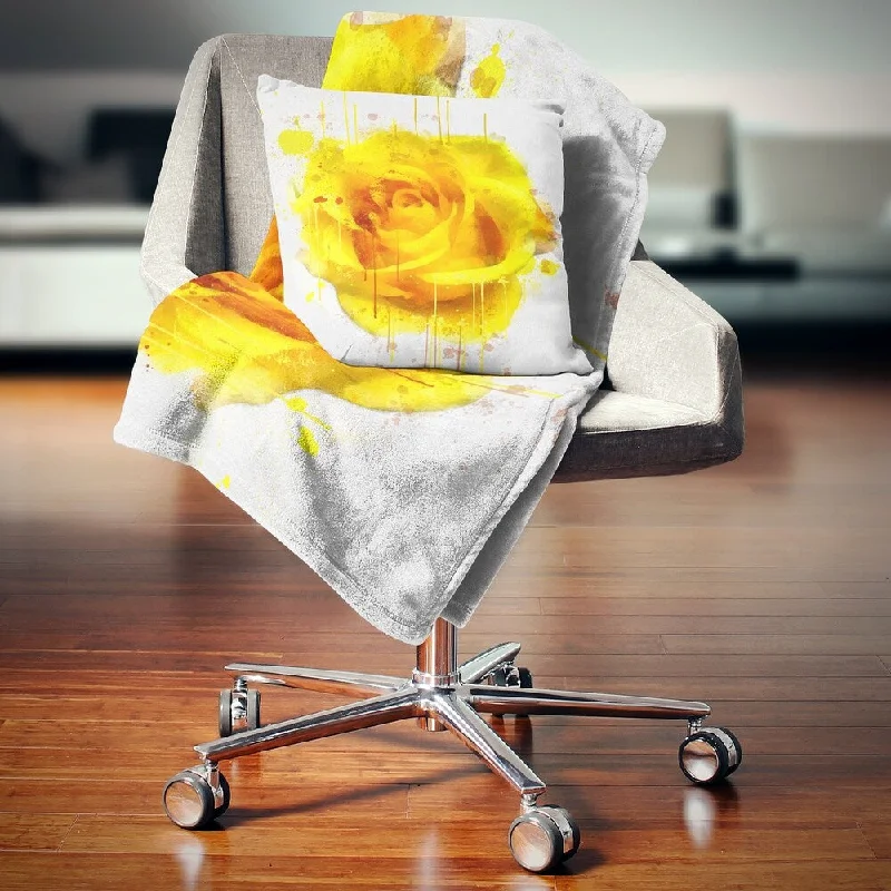 Silk blankets with a smooth and elegant touchCashmere blankets for ultimate softness and luxuryDesignart 'Beautiful Rose in Yellow Watercolor' Floral Throw Blanket Silk blankets with a smooth and elegant touchCashmere blankets for ultimate softness and luxuryDesignart 'Beautiful Rose in Yellow Watercolor' Floral Throw Blanket