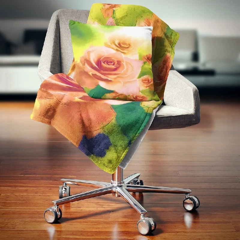 Queen - size blankets for standard - sized bedsMicrofiber blankets that are durable and easy to care forDesignart 'Beautiful Watercolor Roses on Green' Flower Throw Blanket Queen - size blankets for standard - sized bedsMicrofiber blankets that are durable and easy to care forDesignart 'Beautiful Watercolor Roses on Green' Flower Throw Blanket