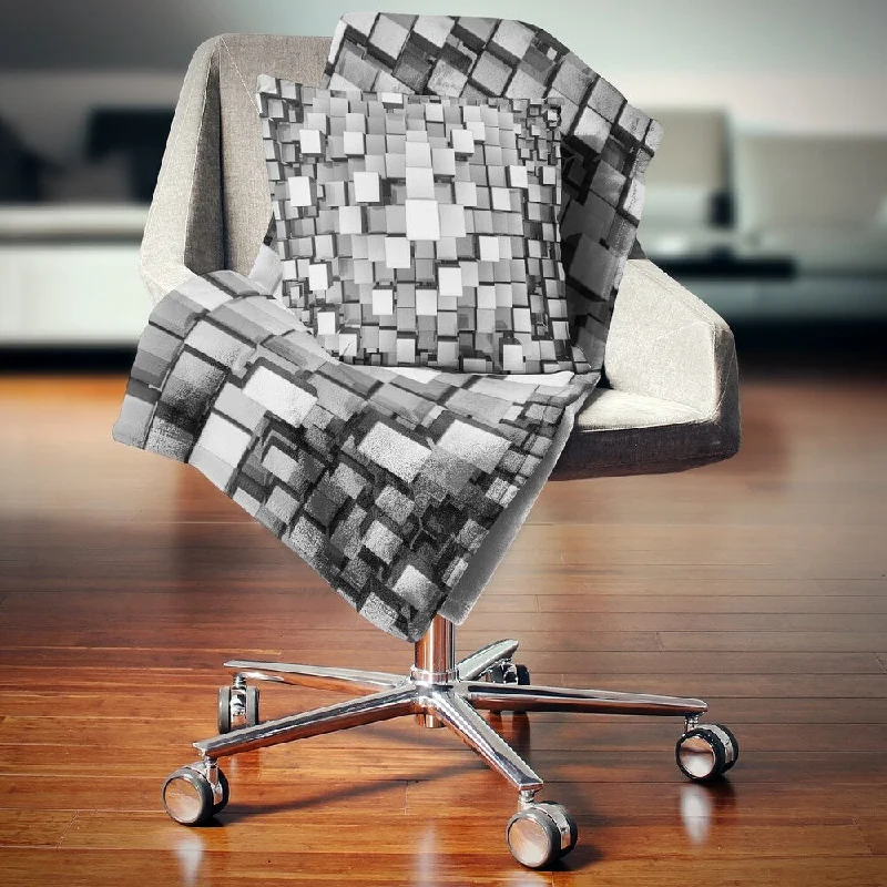 Synthetic fiber blend blankets for a budget - friendly choiceRecycled polyester blankets for an eco - conscious optionDesignart 'Black and Grey Cubes' Contemporary Throw Blanket Synthetic fiber blend blankets for a budget - friendly choiceRecycled polyester blankets for an eco - conscious optionDesignart 'Black and Grey Cubes' Contemporary Throw Blanket