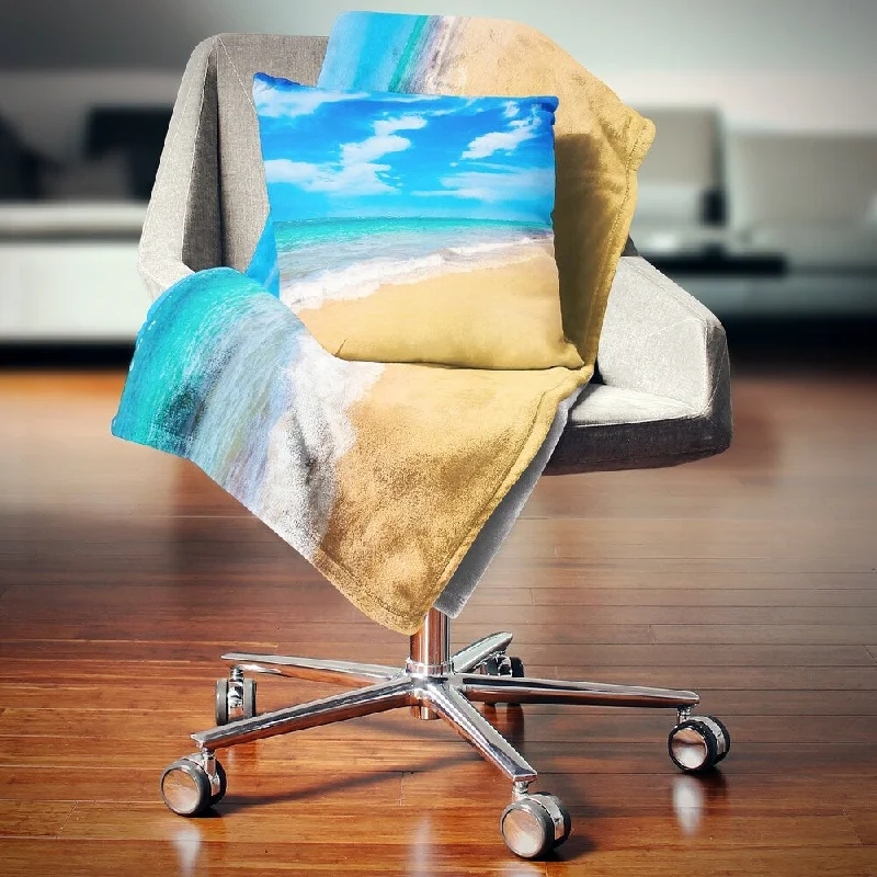 Alpaca wool blankets for a hypoallergenic and warm optionLinen blankets with a rustic and textured lookDesignart 'Blue Sandy Tropical Sea Beach' Seascape Throw Blanket Alpaca wool blankets for a hypoallergenic and warm optionLinen blankets with a rustic and textured lookDesignart 'Blue Sandy Tropical Sea Beach' Seascape Throw Blanket