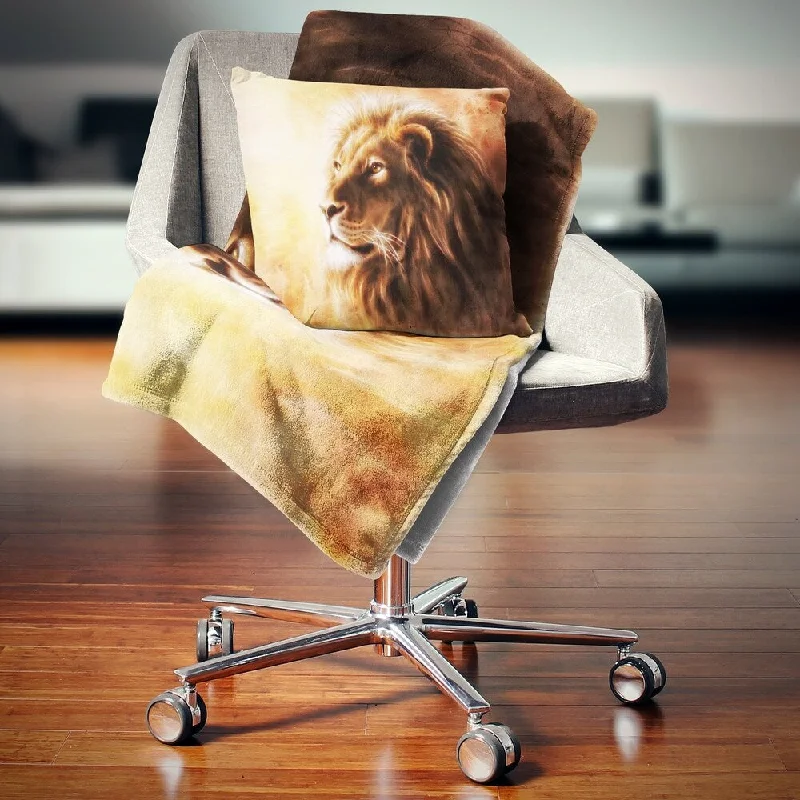 Cotton blankets for breathability and a lightweight feelRecycled polyester blankets for an eco - conscious optionDesignart 'Brown Lion Fractal' Animal Throw Blanket Cotton blankets for breathability and a lightweight feelRecycled polyester blankets for an eco - conscious optionDesignart 'Brown Lion Fractal' Animal Throw Blanket