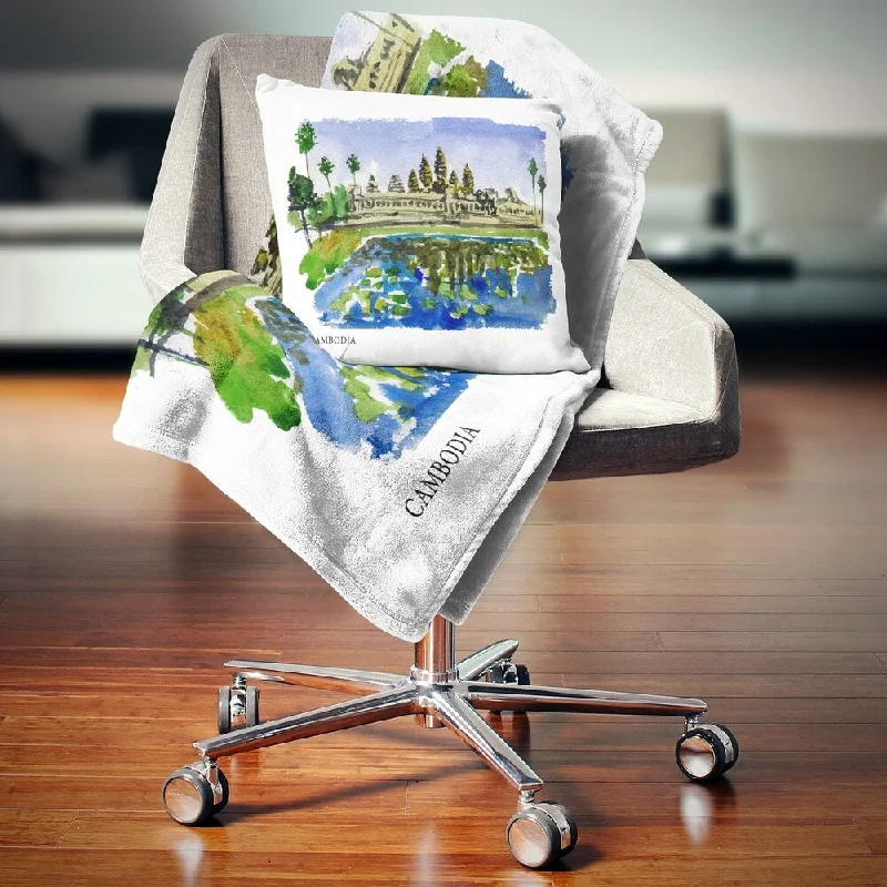 Chenille blankets with a thick and fuzzy textureAlpaca wool blankets for a hypoallergenic and warm optionDesignart 'Cambodia Vector Illustration' Cityscape Painting Throw Blanket Chenille blankets with a thick and fuzzy textureAlpaca wool blankets for a hypoallergenic and warm optionDesignart 'Cambodia Vector Illustration' Cityscape Painting Throw Blanket