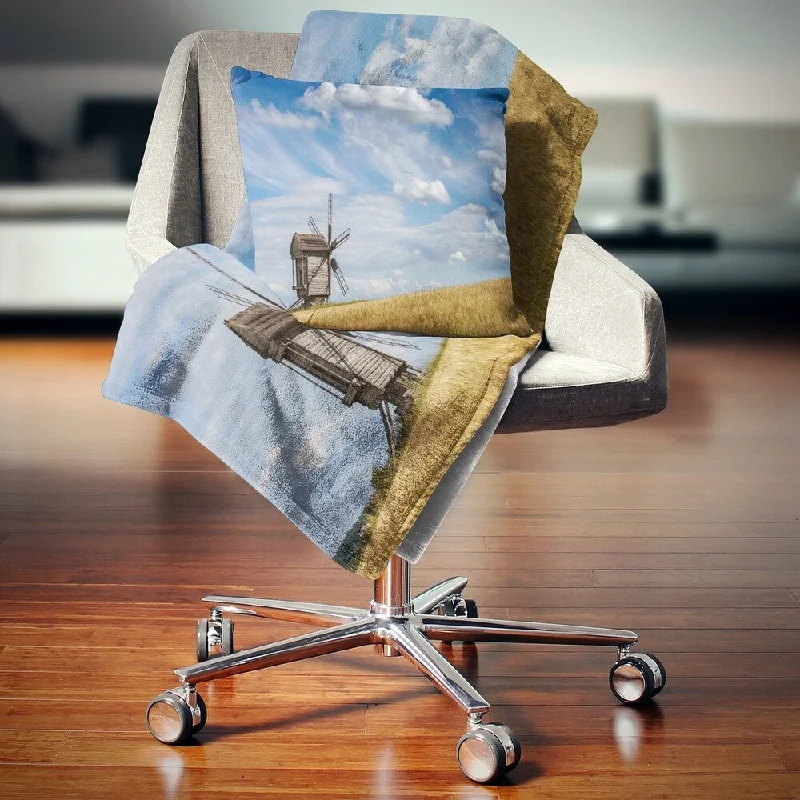 Synthetic fiber blend blankets for a budget - friendly choiceQueen - size blankets for standard - sized bedsDesignart 'Cloudy Sky and Windmill Summer day' Landscape Fleece Throw Blanket Synthetic fiber blend blankets for a budget - friendly choiceQueen - size blankets for standard - sized bedsDesignart 'Cloudy Sky and Windmill Summer day' Landscape Fleece Throw Blanket