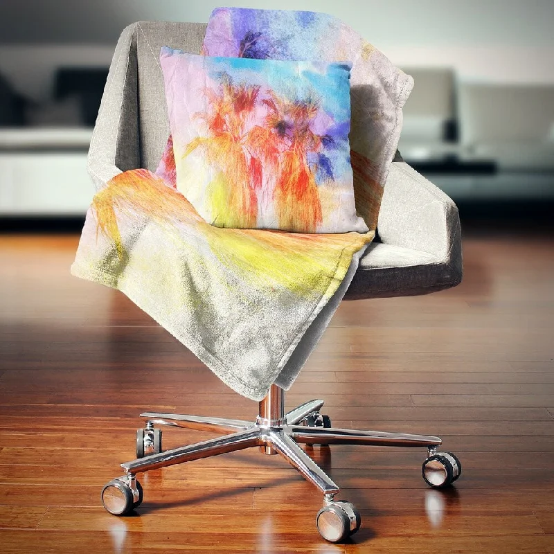 Cotton blankets for breathability and a lightweight feelFleece blankets for a cozy and plush textureDesignart 'Colorful Retro Palm Trees' Landscape Painting Throw Blanket Cotton blankets for breathability and a lightweight feelFleece blankets for a cozy and plush textureDesignart 'Colorful Retro Palm Trees' Landscape Painting Throw Blanket