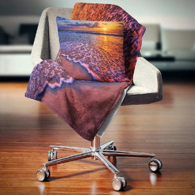 Cotton blankets for breathability and a lightweight feelChenille blankets with a thick and fuzzy textureDesignart 'Colorful Sunset and Wavy Waters' Seashore Throw Blanket Cotton blankets for breathability and a lightweight feelChenille blankets with a thick and fuzzy textureDesignart 'Colorful Sunset and Wavy Waters' Seashore Throw Blanket
