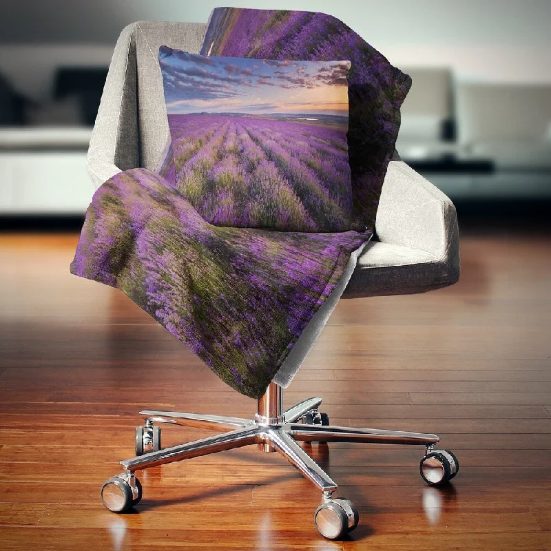 Cashmere blankets for ultimate softness and luxuryCotton blankets for breathability and a lightweight feelDesignart 'Dark Lavender Field with Cloudy Sky' Floral Throw Blanket Cashmere blankets for ultimate softness and luxuryCotton blankets for breathability and a lightweight feelDesignart 'Dark Lavender Field with Cloudy Sky' Floral Throw Blanket
