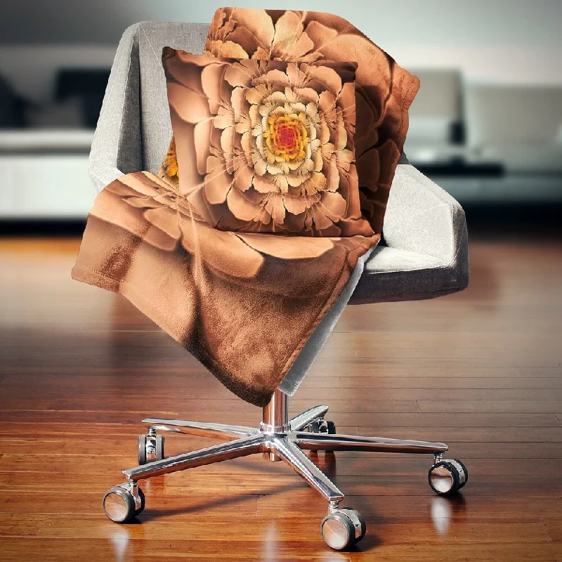 Synthetic fiber blend blankets for a budget - friendly choiceChenille blankets with a thick and fuzzy textureDesignart 'Dense Fractal Brown Petals' Floral Throw Blanket Synthetic fiber blend blankets for a budget - friendly choiceChenille blankets with a thick and fuzzy textureDesignart 'Dense Fractal Brown Petals' Floral Throw Blanket