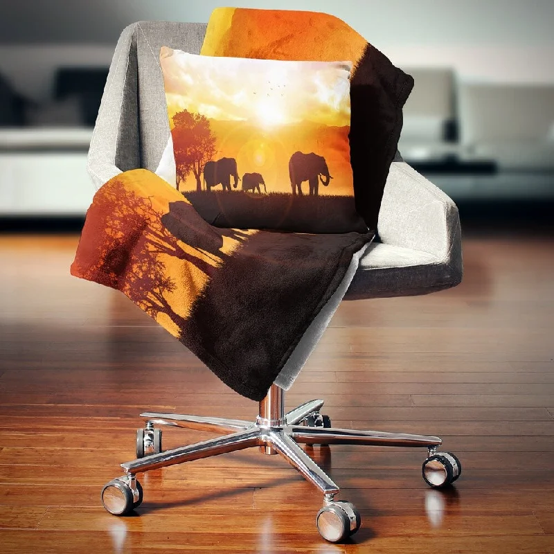 Mohair blankets with a unique sheen and softnessLinen blankets with a rustic and textured lookDesignart 'Elephants Walking At Sunset' African Throw Blanket Mohair blankets with a unique sheen and softnessLinen blankets with a rustic and textured lookDesignart 'Elephants Walking At Sunset' African Throw Blanket