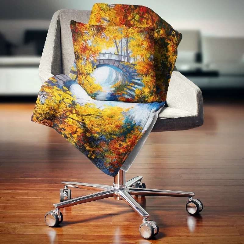 Fleece blankets for a cozy and plush textureWool blankets with natural warmth and insulationDesignart 'Fall Forest with a Bridge' Landscape Fleece Throw Blanket Fleece blankets for a cozy and plush textureWool blankets with natural warmth and insulationDesignart 'Fall Forest with a Bridge' Landscape Fleece Throw Blanket