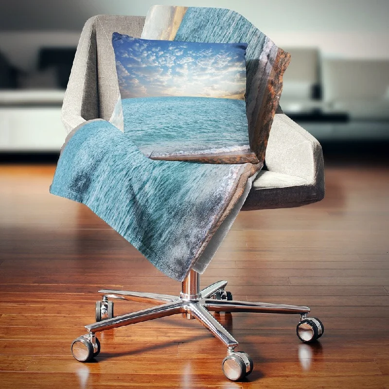 Mohair blankets with a unique sheen and softnessFleece blankets for a cozy and plush textureDesignart 'Fasting Moving Clouds Over Blue Beach' Modern Beach Throw Blanket Mohair blankets with a unique sheen and softnessFleece blankets for a cozy and plush textureDesignart 'Fasting Moving Clouds Over Blue Beach' Modern Beach Throw Blanket