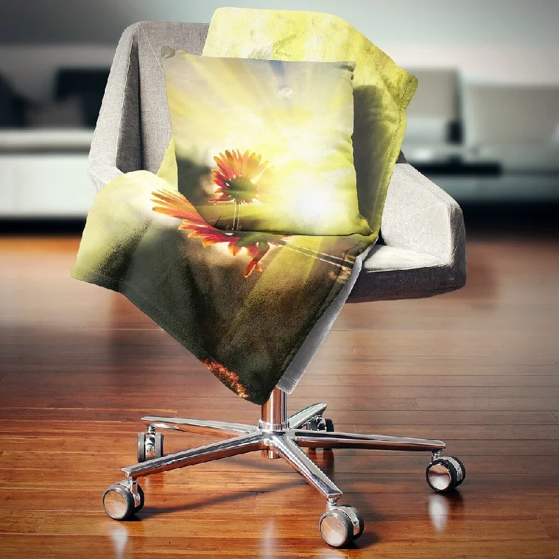 Recycled polyester blankets for an eco - conscious optionLinen blankets with a rustic and textured lookDesignart 'Flower Against Bright Yellow Sunset' Floral Throw Blanket Recycled polyester blankets for an eco - conscious optionLinen blankets with a rustic and textured lookDesignart 'Flower Against Bright Yellow Sunset' Floral Throw Blanket